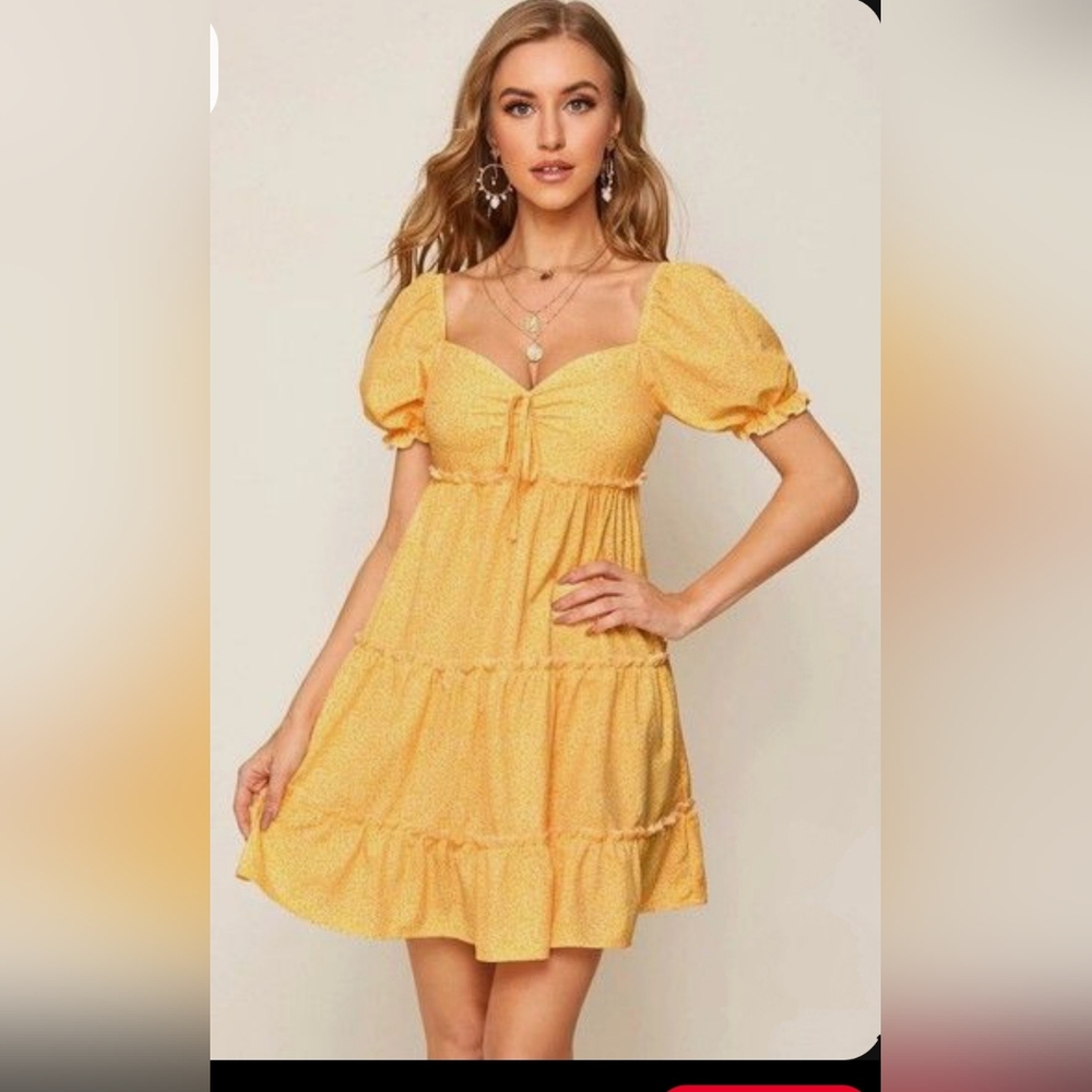 Tiered, Ruffled, Sundress with Puff Sleeves, Milkmaid, Babydoll, Y2K, Super Cute